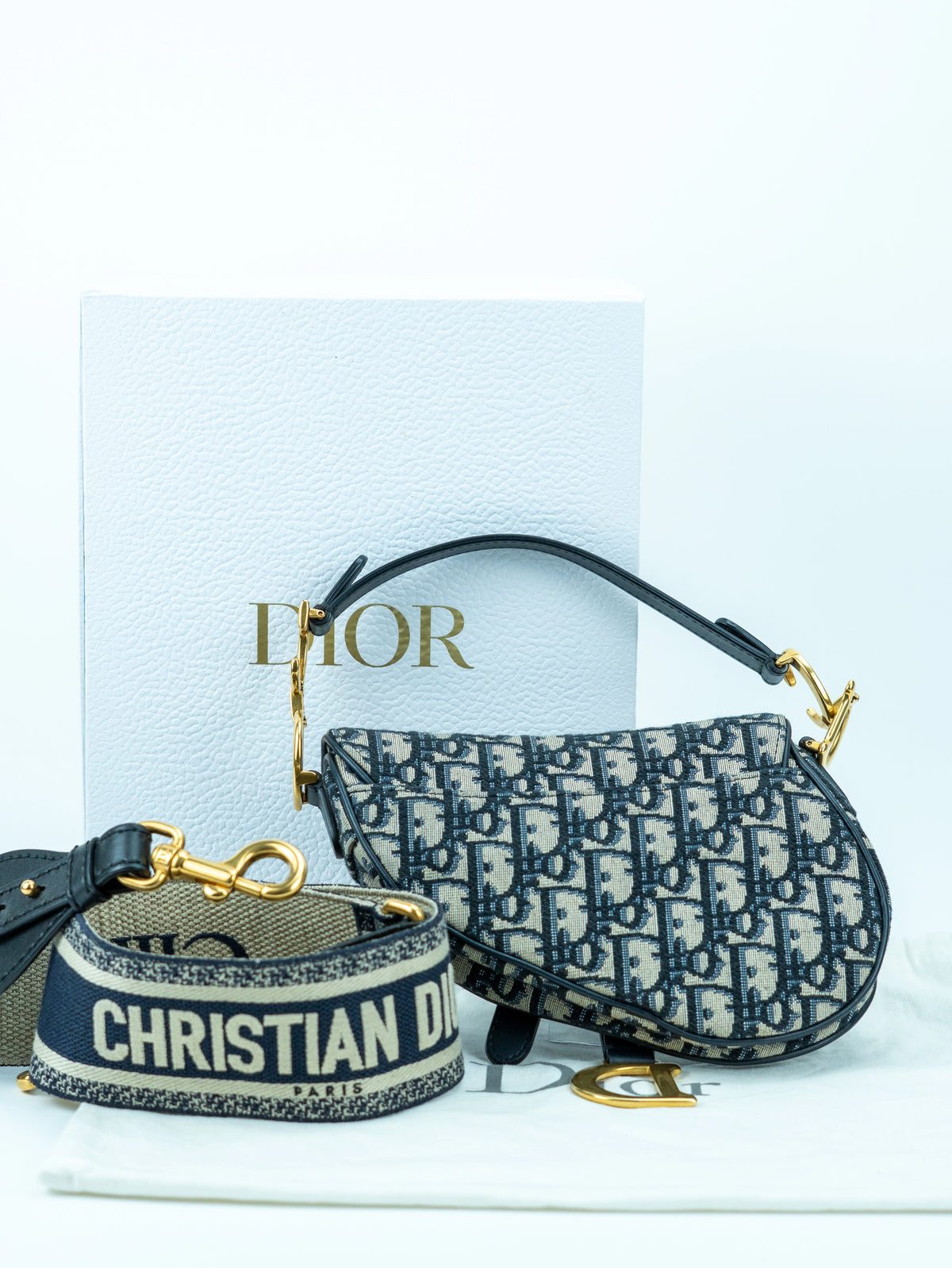 Dior mini Saddle oblique blu