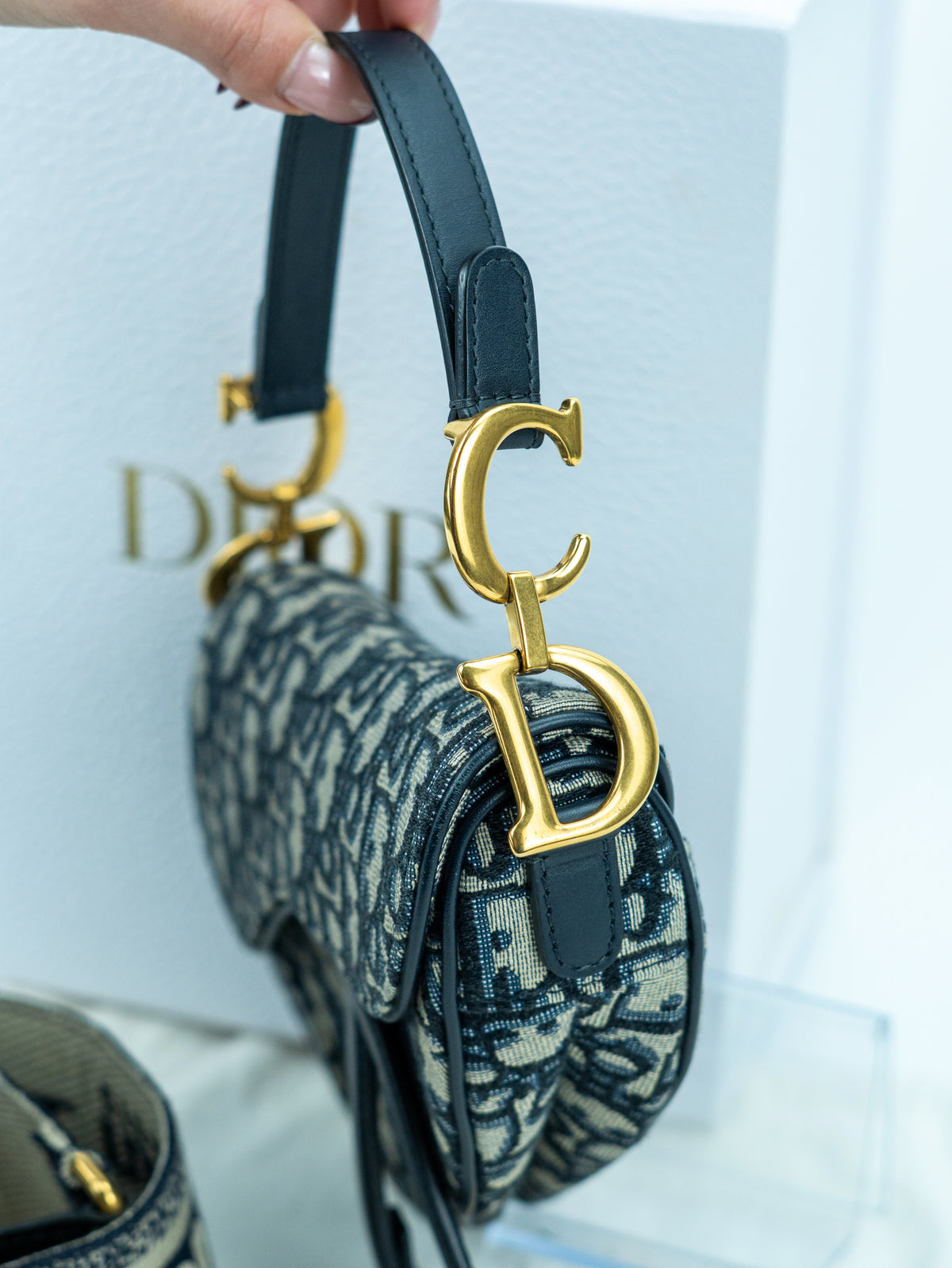 Dior mini Saddle oblique blu