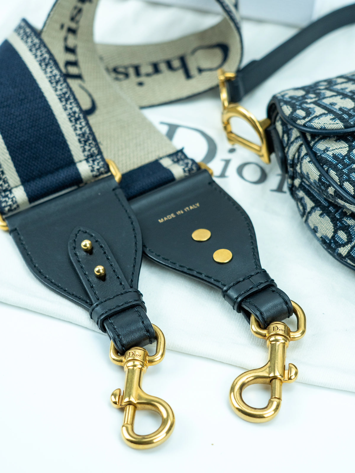 Dior mini Saddle oblique blu