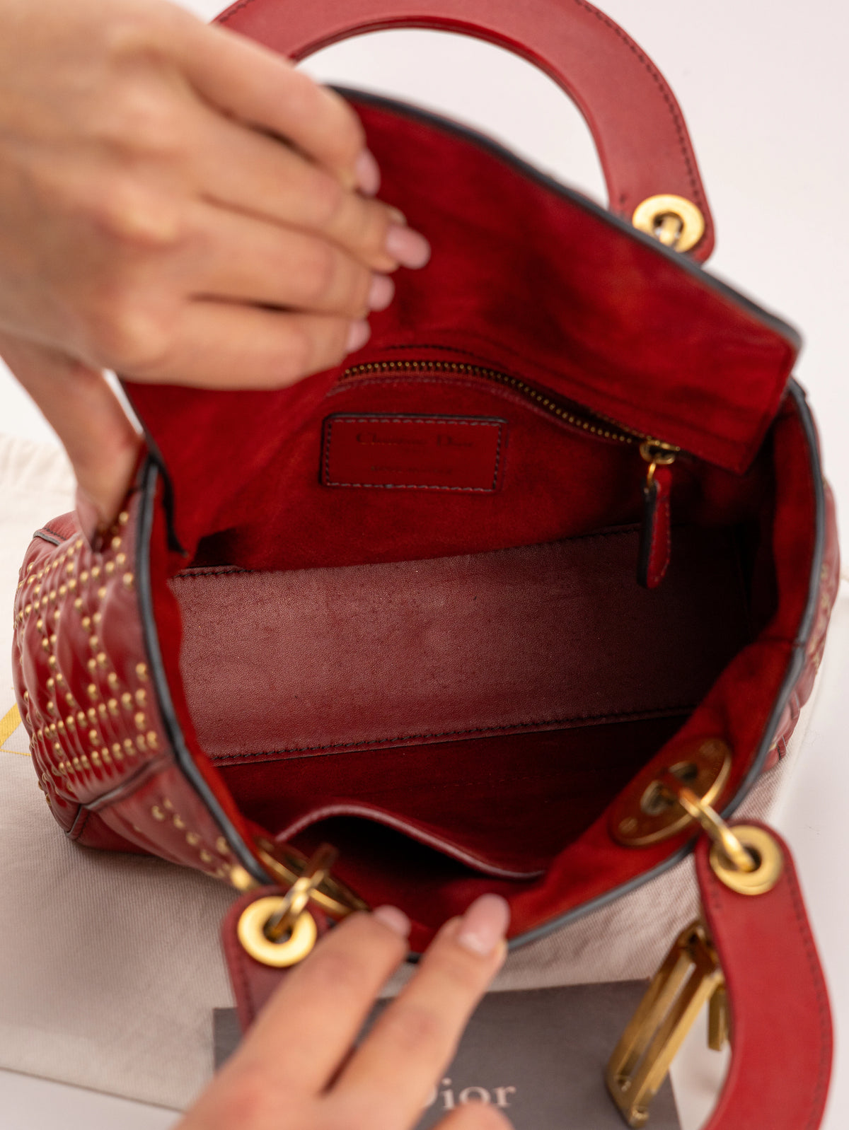 Dior Lady in pelle rossa
