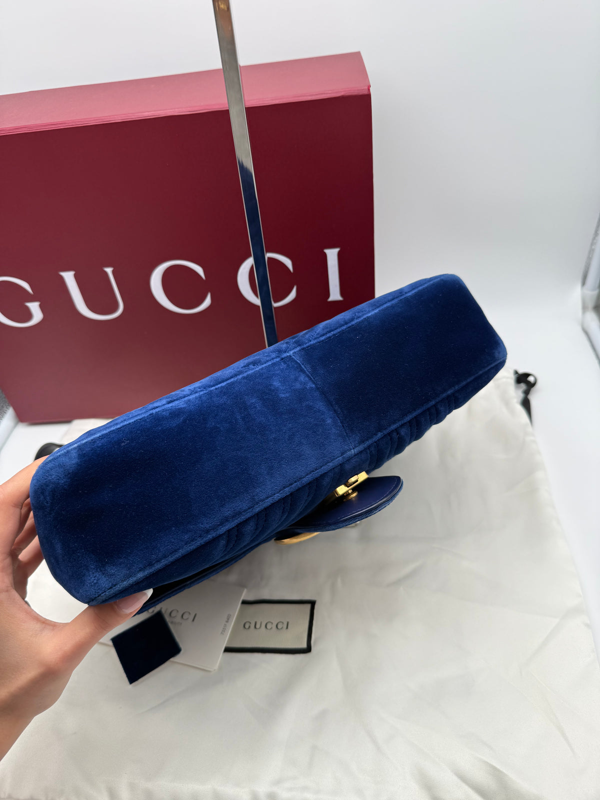 Gucci marmont GG grande in velluto blu - foto 9