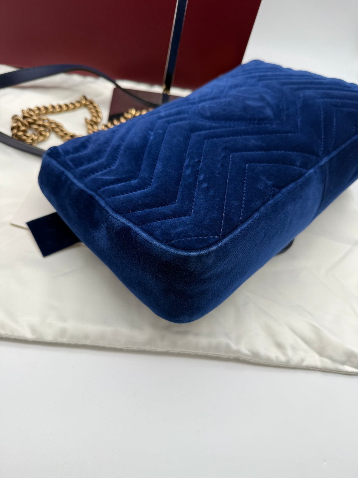 Gucci marmont GG grande in velluto blu - foto 10