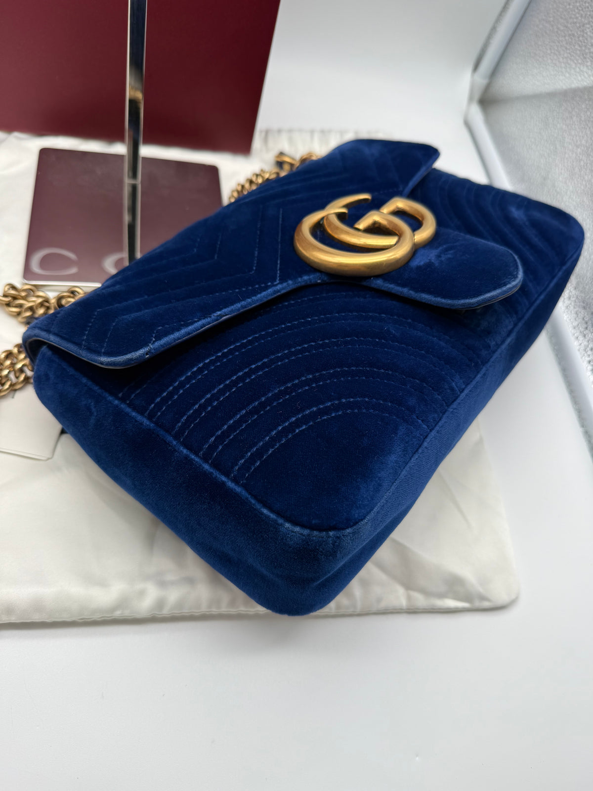 Gucci marmont GG grande in velluto blu - foto 11