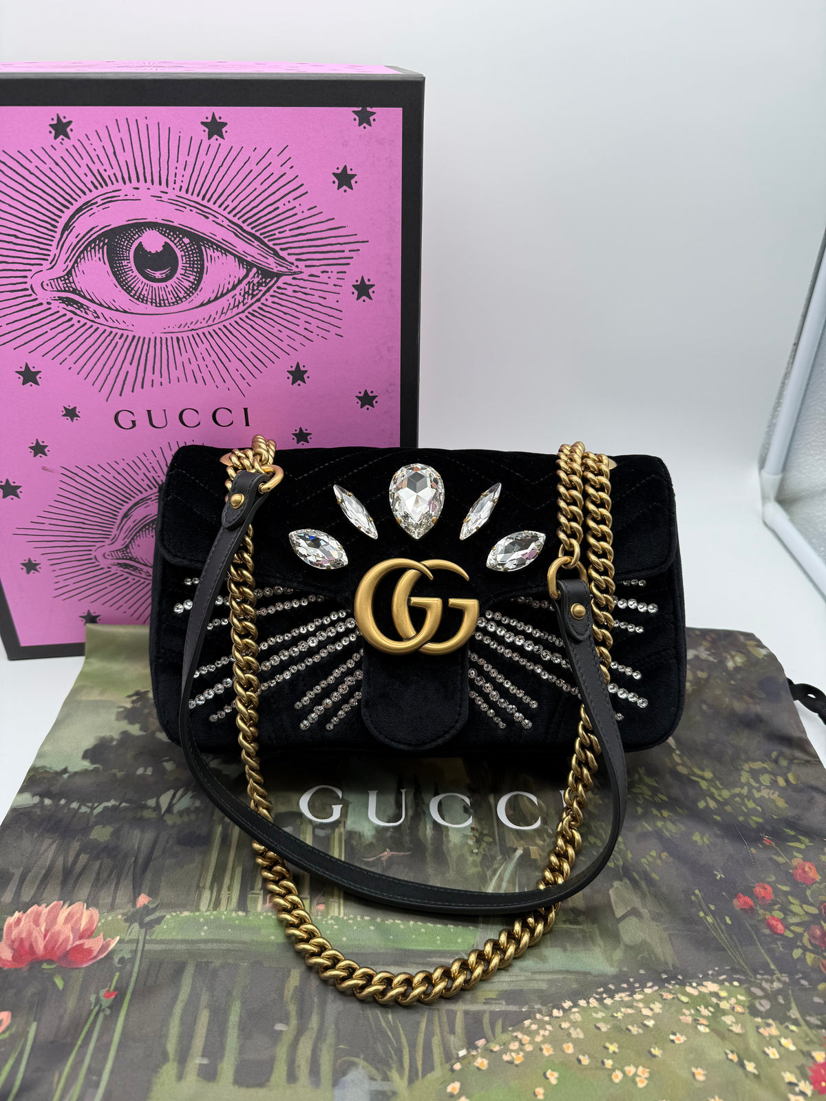 Gucci marmont crystal in velluto - foto 1