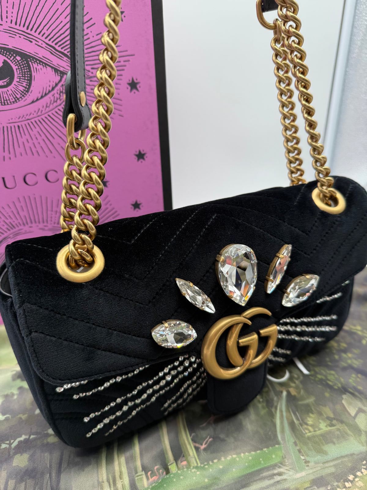 Gucci marmont crystal in velluto - foto 7