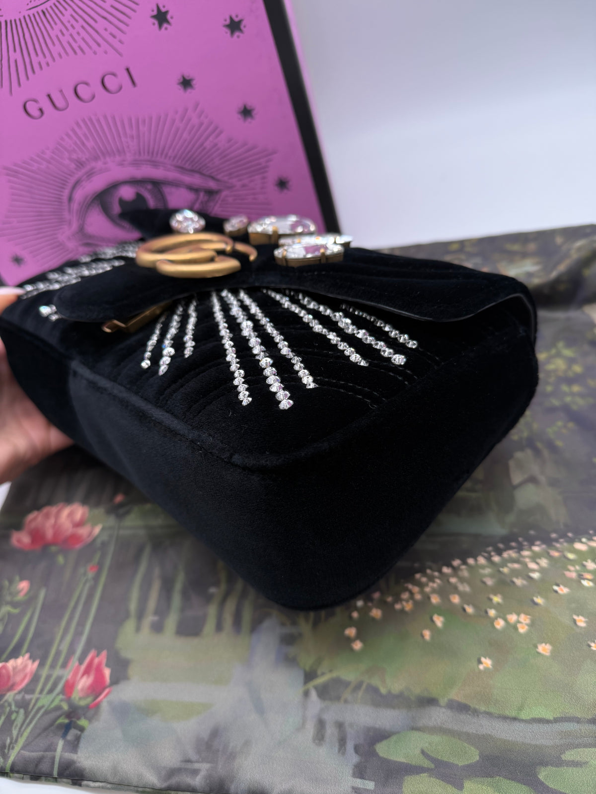 Gucci marmont crystal in velluto - foto 10