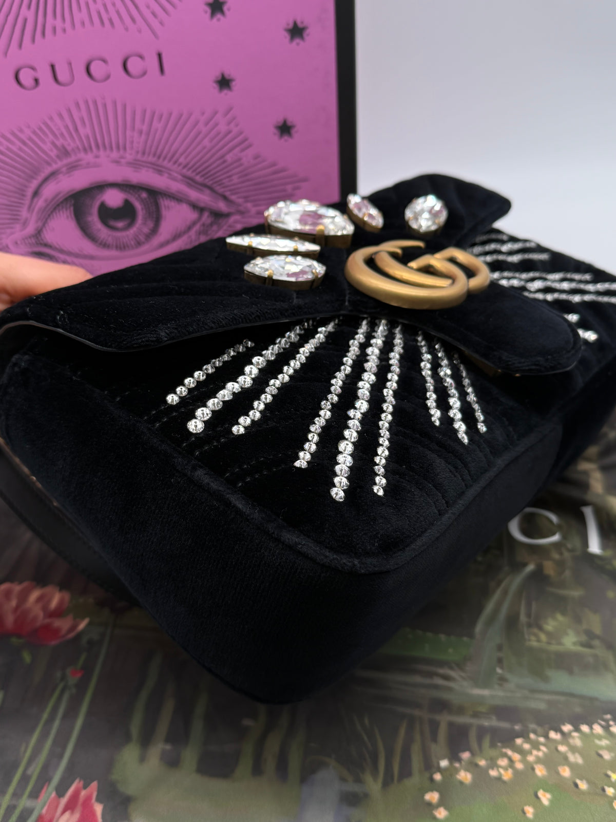 Gucci marmont crystal in velluto - foto 12