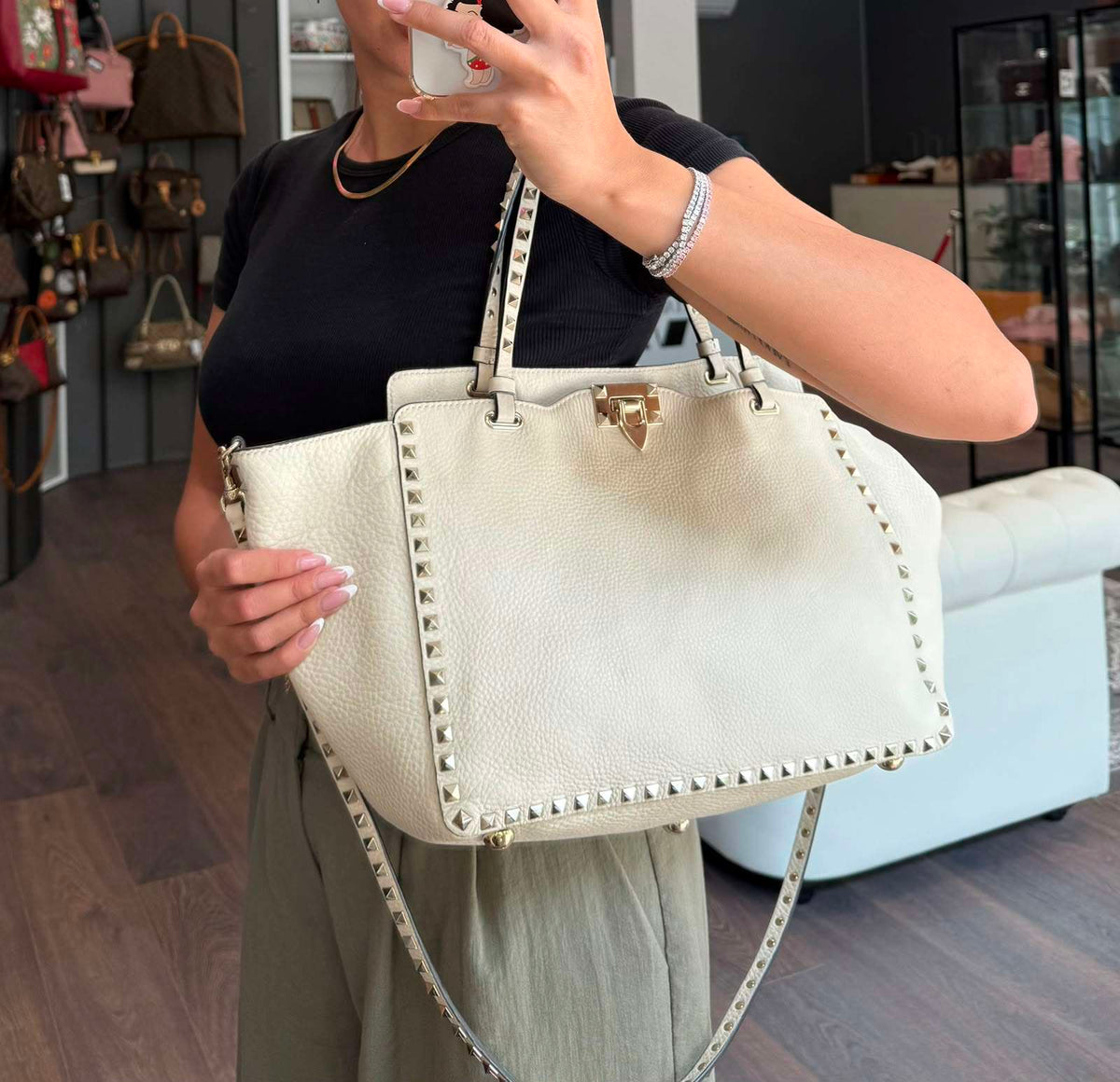 Valentino tote Rockstud bianca - foto 2