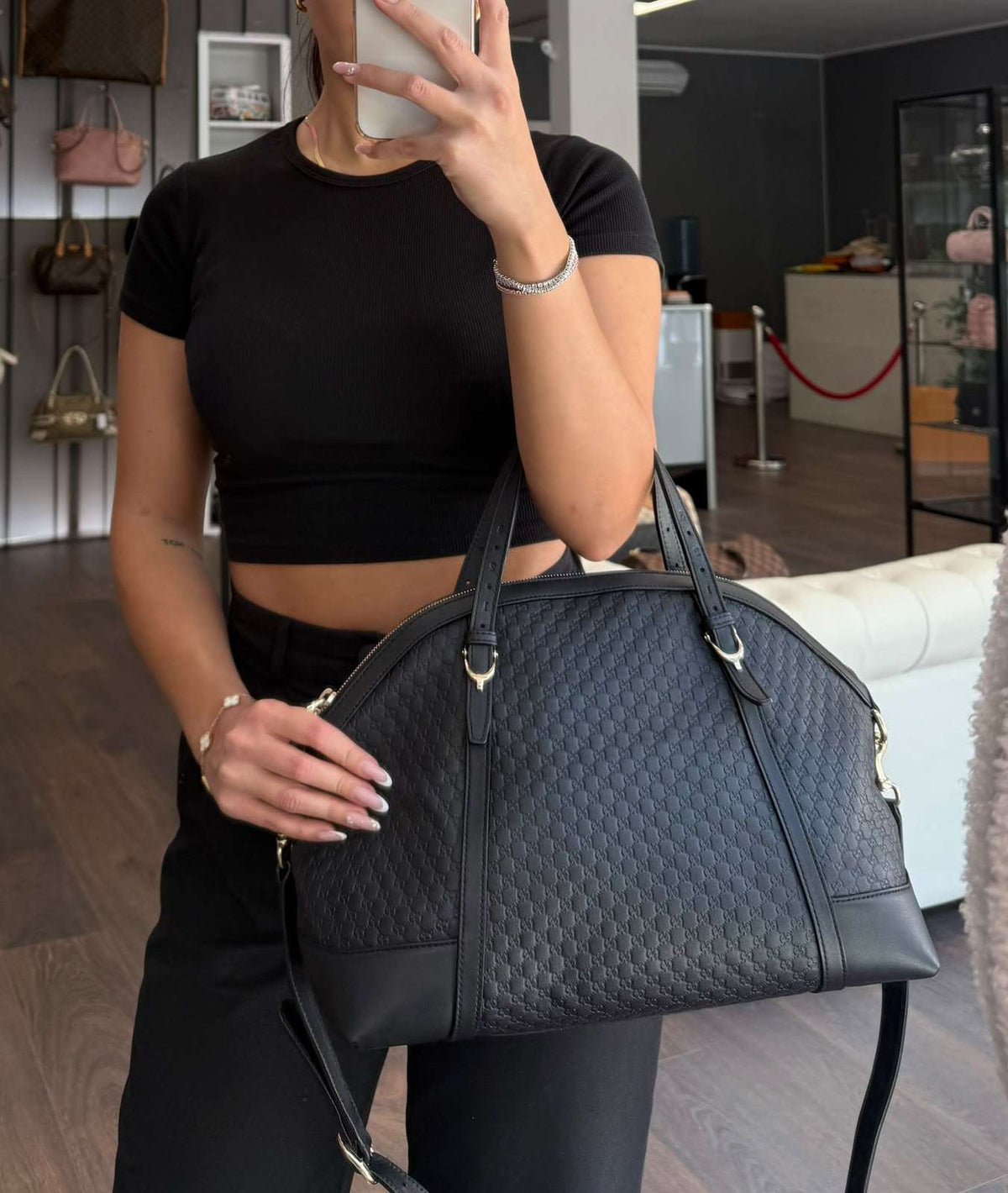 Gucci Dome pelle microGuccissima nera - foto 3