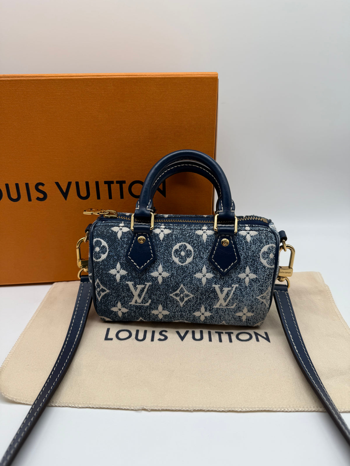 Louis Vuitton nano Speedy denim