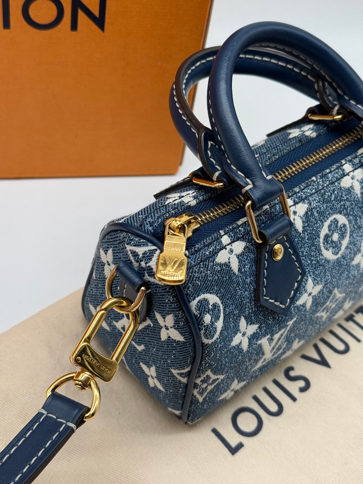 Louis Vuitton nano Speedy denim