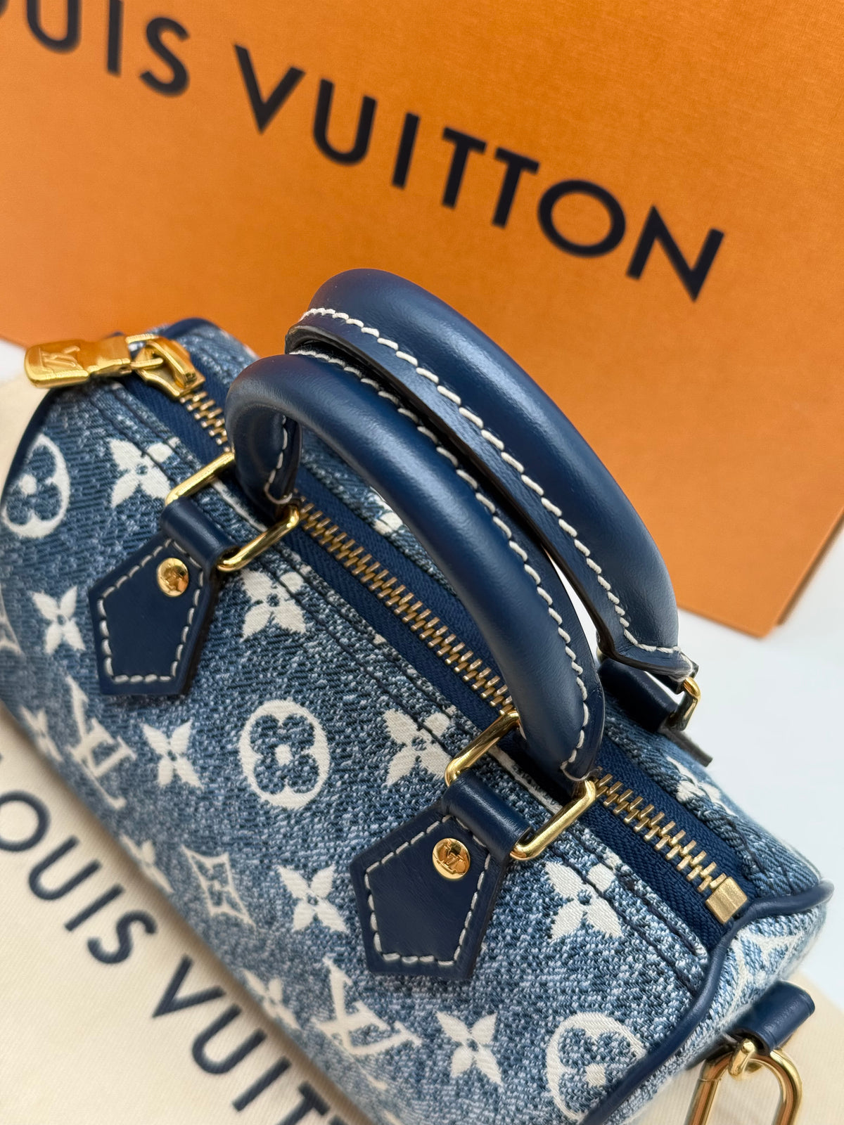 Louis Vuitton nano Speedy denim