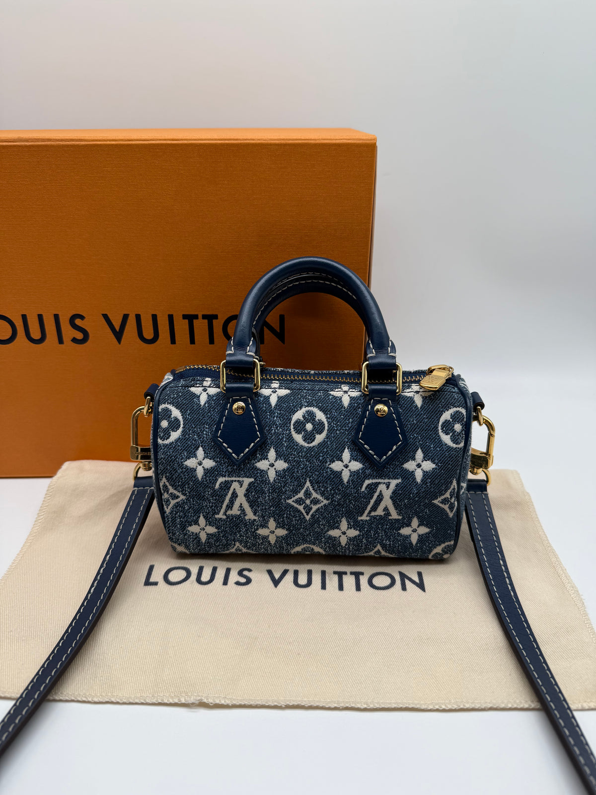 Louis Vuitton nano Speedy denim