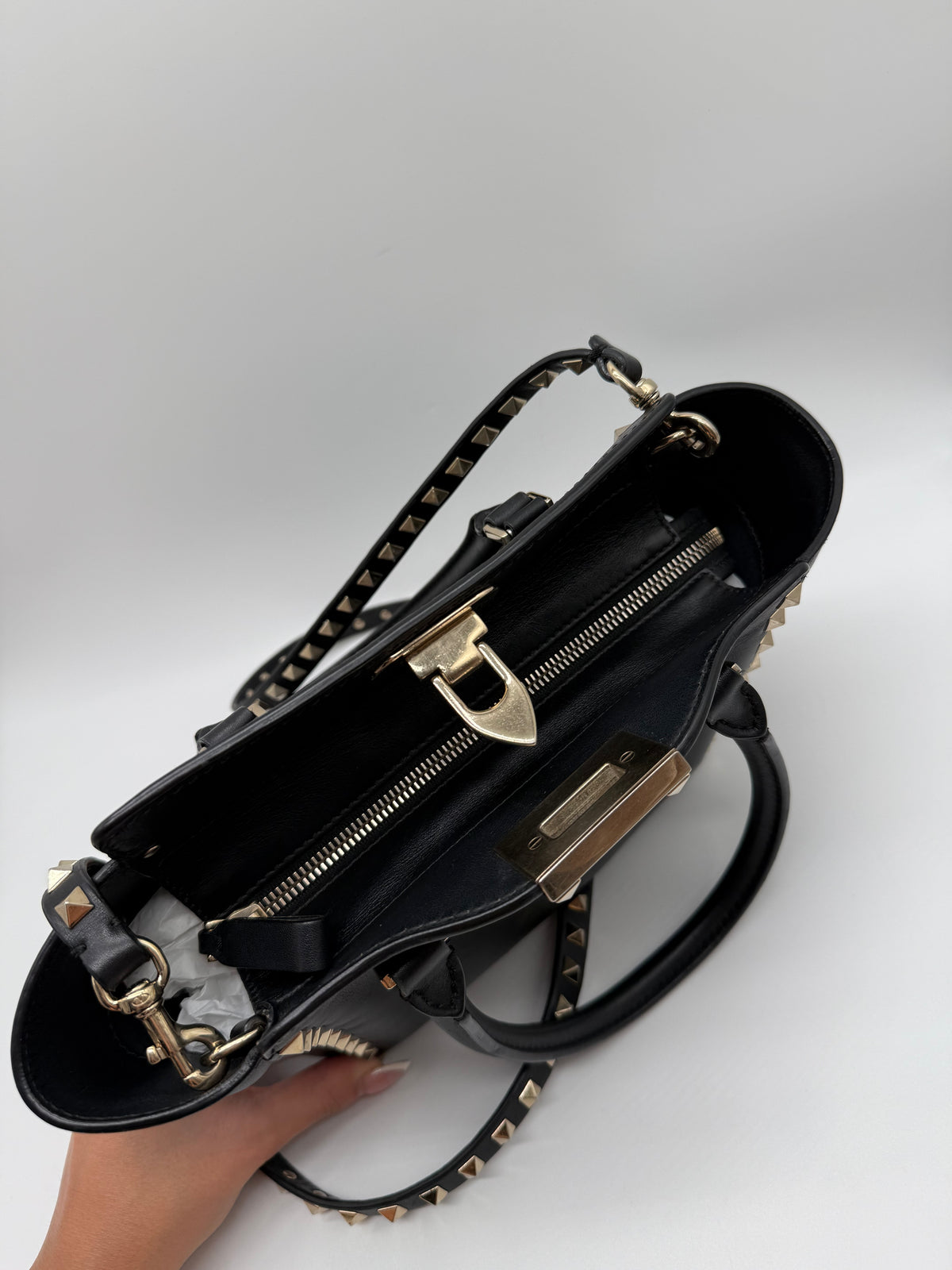 Valentino mini tote Rockstud nera