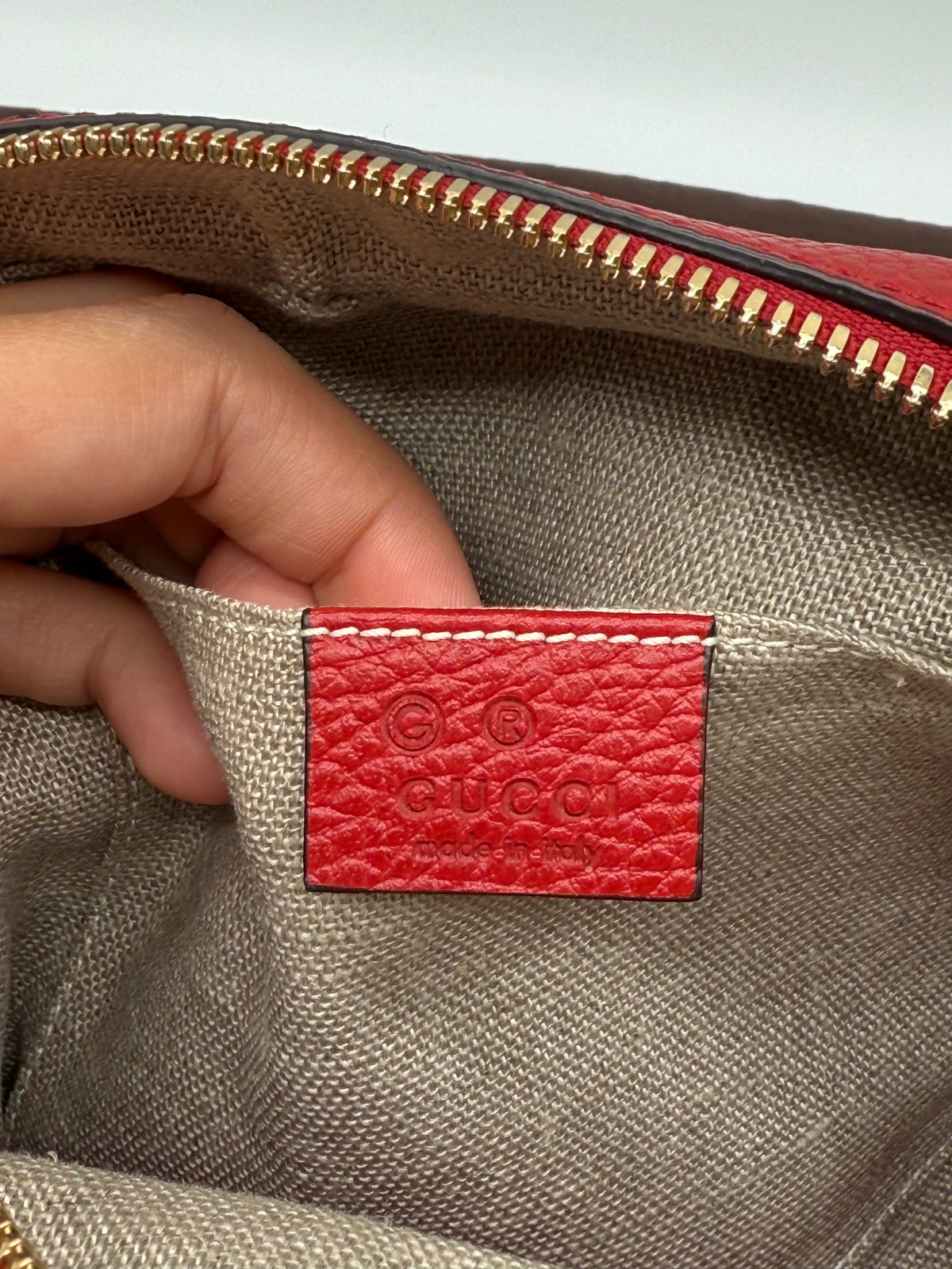 Gucci tracolla Bree pelle rossa e tela GG