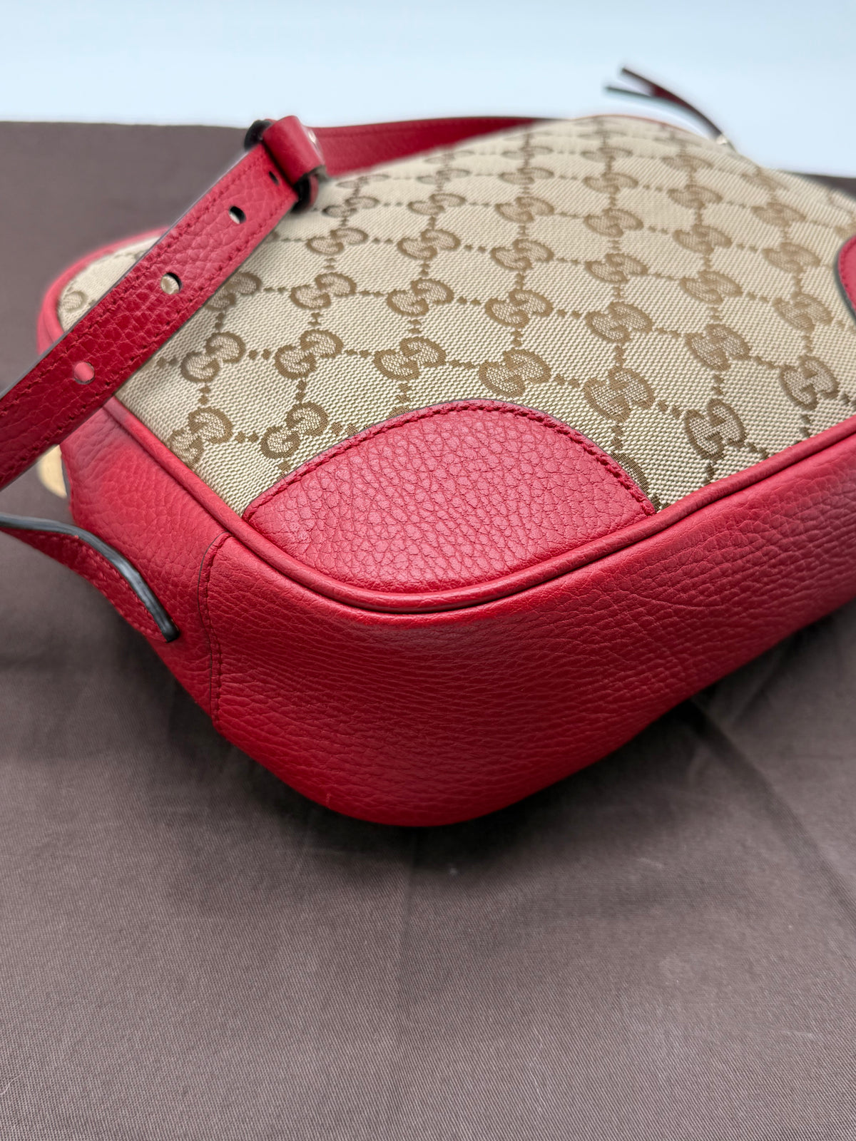 Gucci tracolla Bree pelle rossa e tela GG