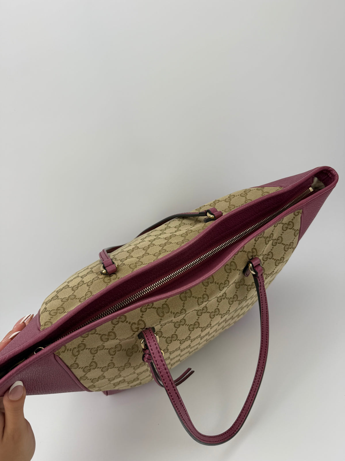 Gucci tote Bree tela GG e pelle viola