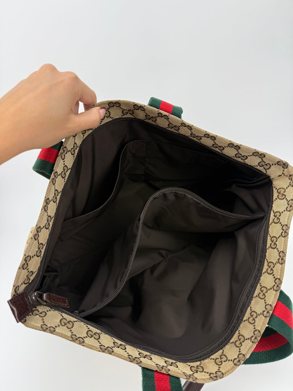 Gucci tote bag in tela GG e fascia web