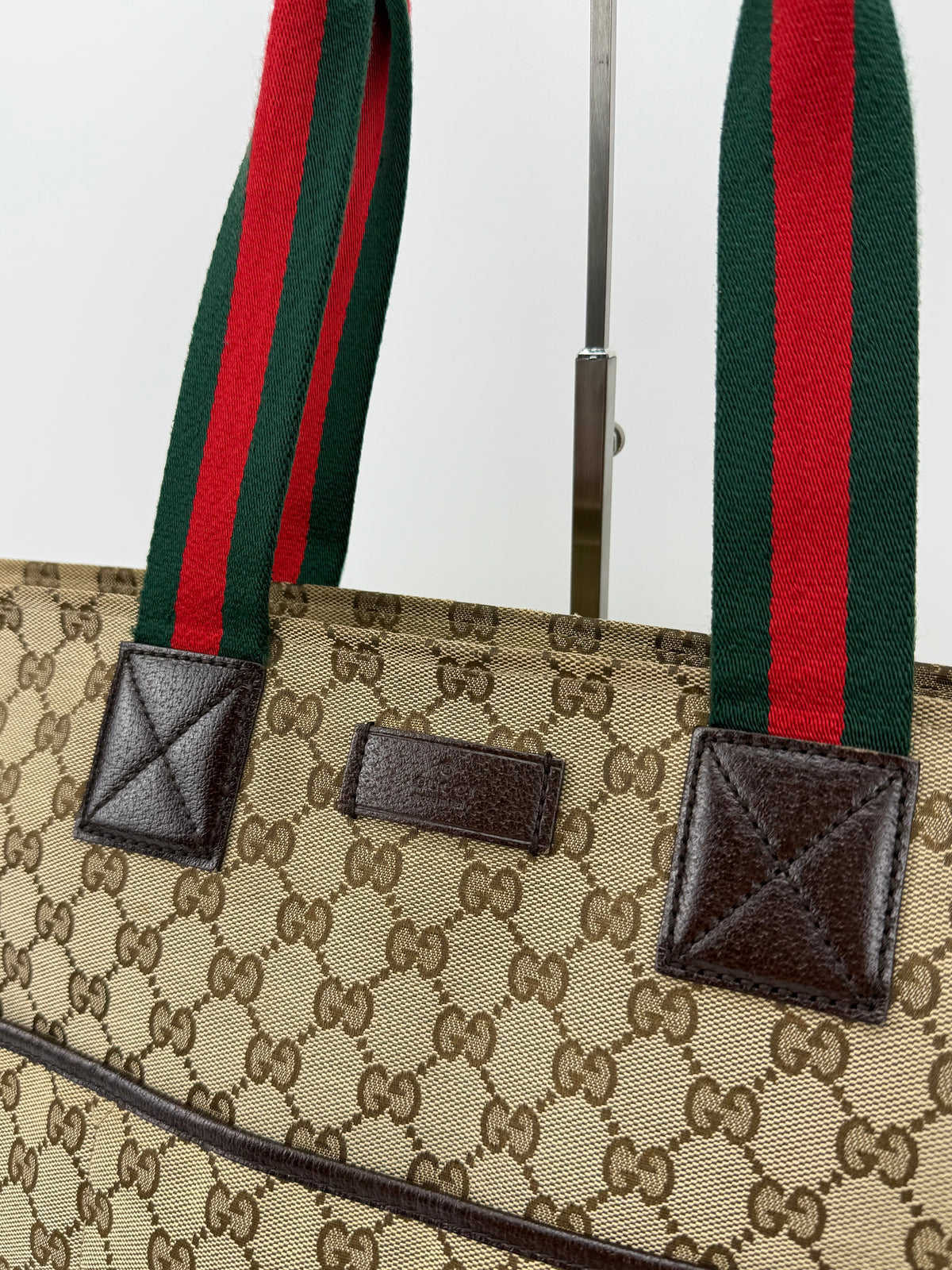 Gucci tote bag in tela GG e fascia web