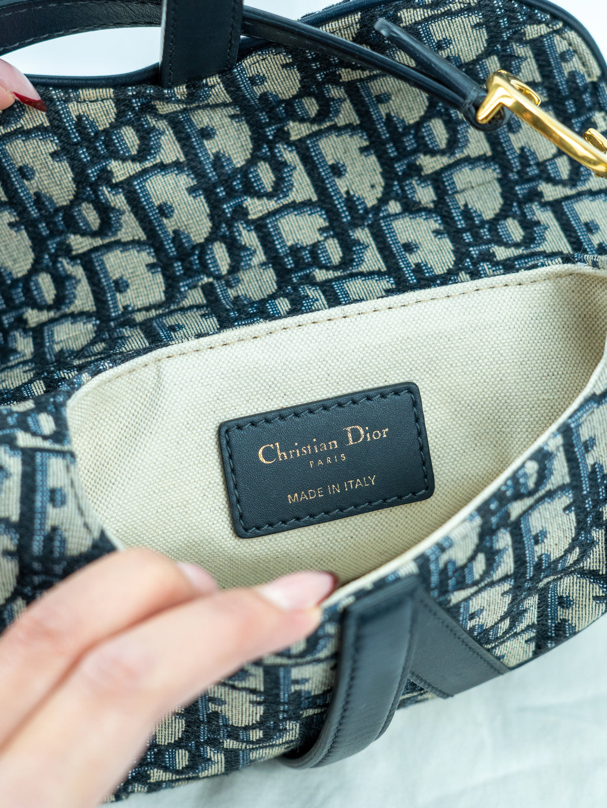Dior mini Saddle oblique blu