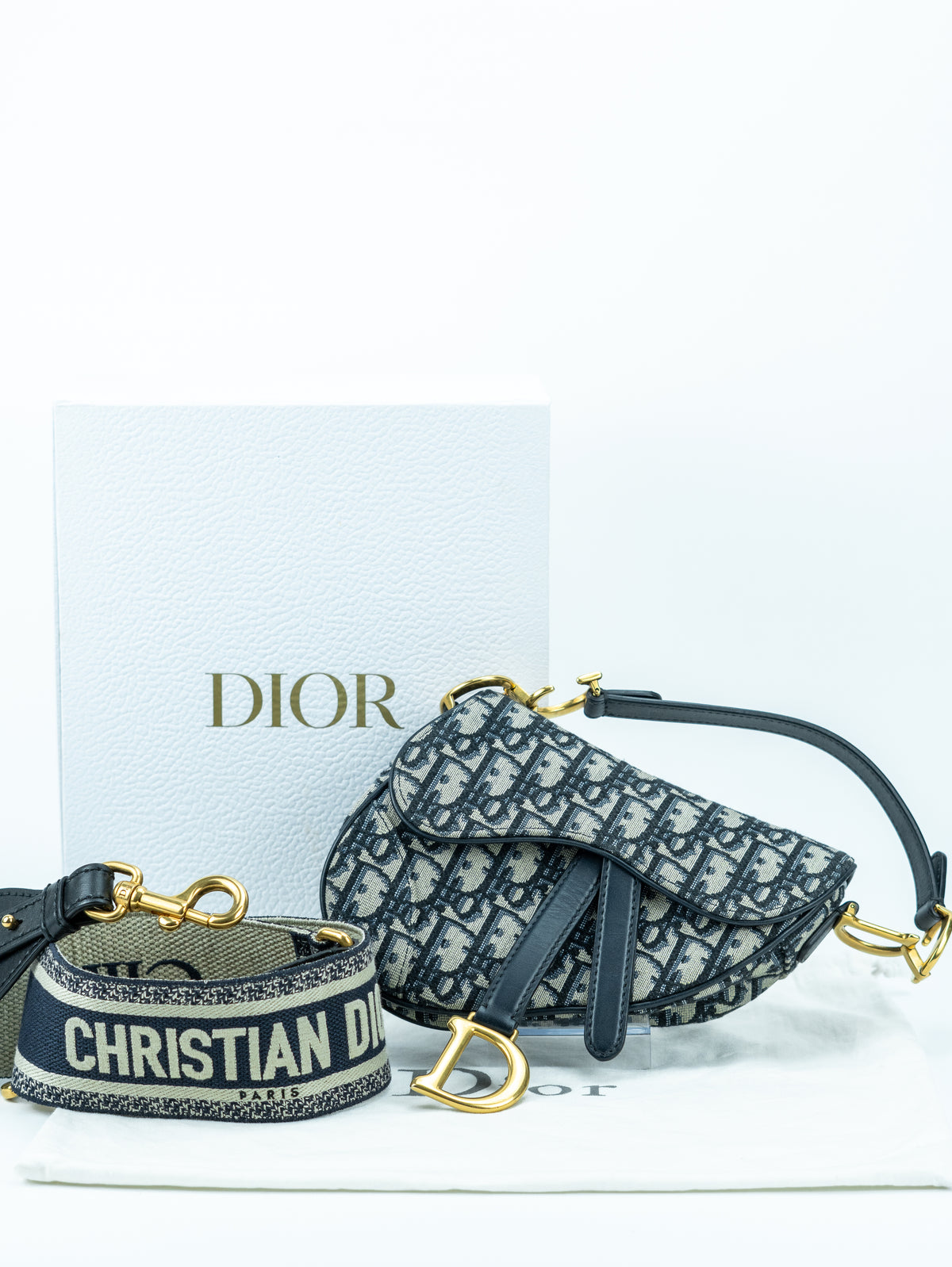 Dior mini Saddle oblique blu