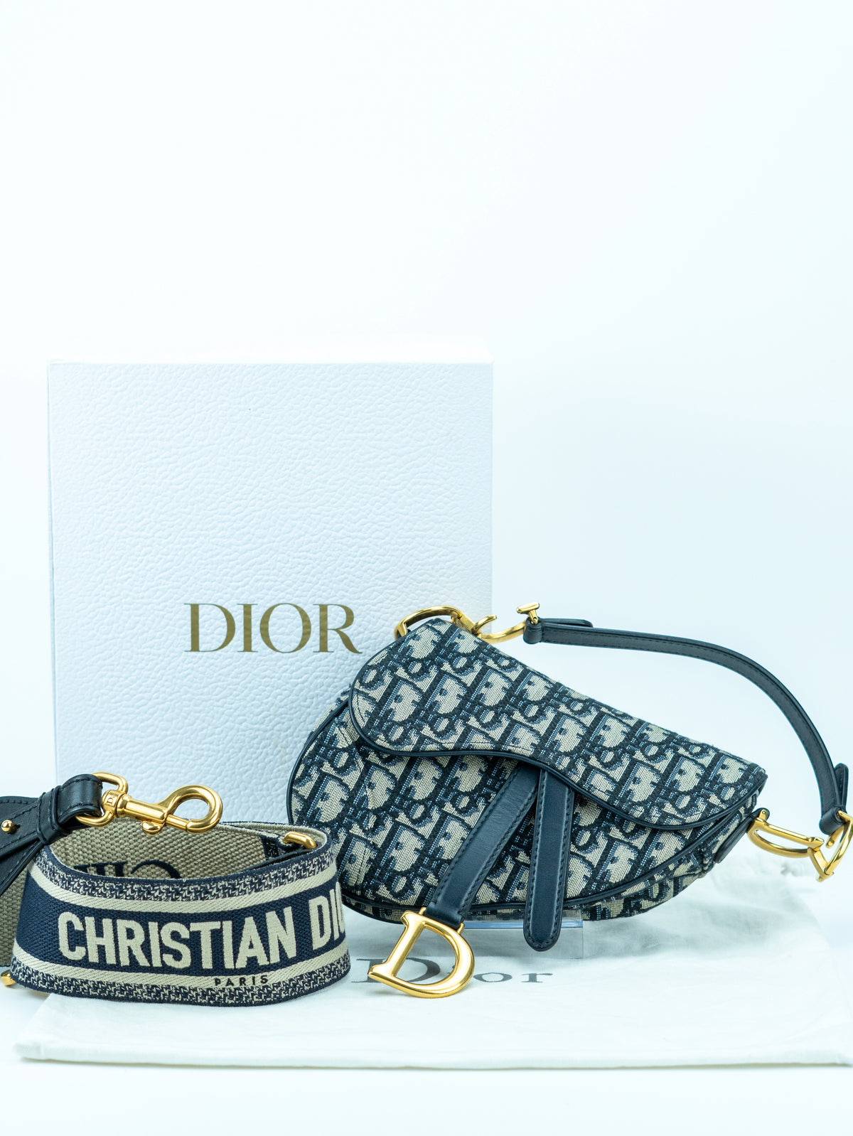 Dior mini Saddle oblique blu