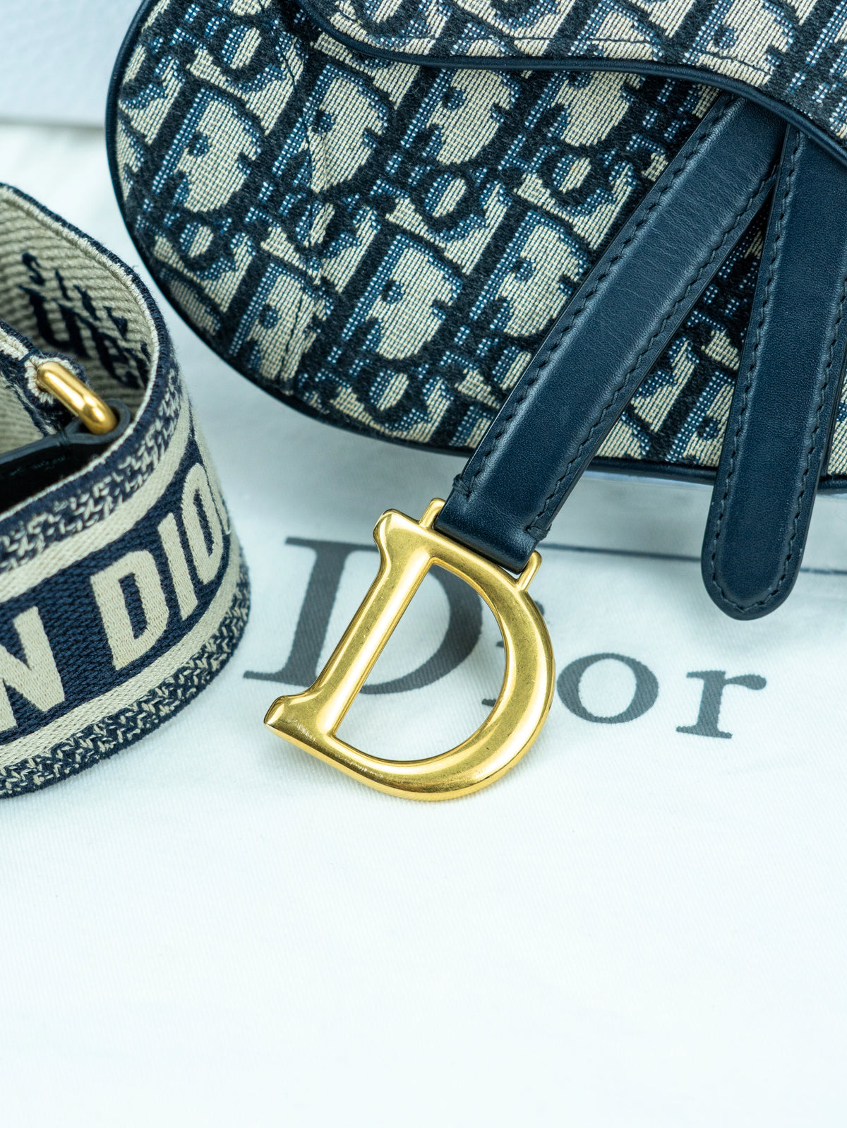 Dior mini Saddle oblique blu