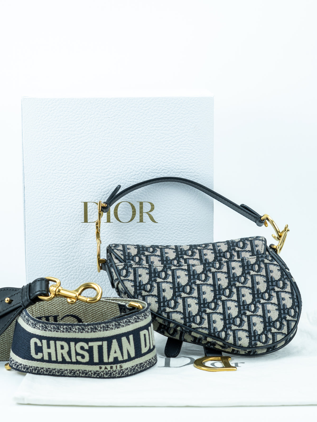 Dior mini Saddle oblique blu