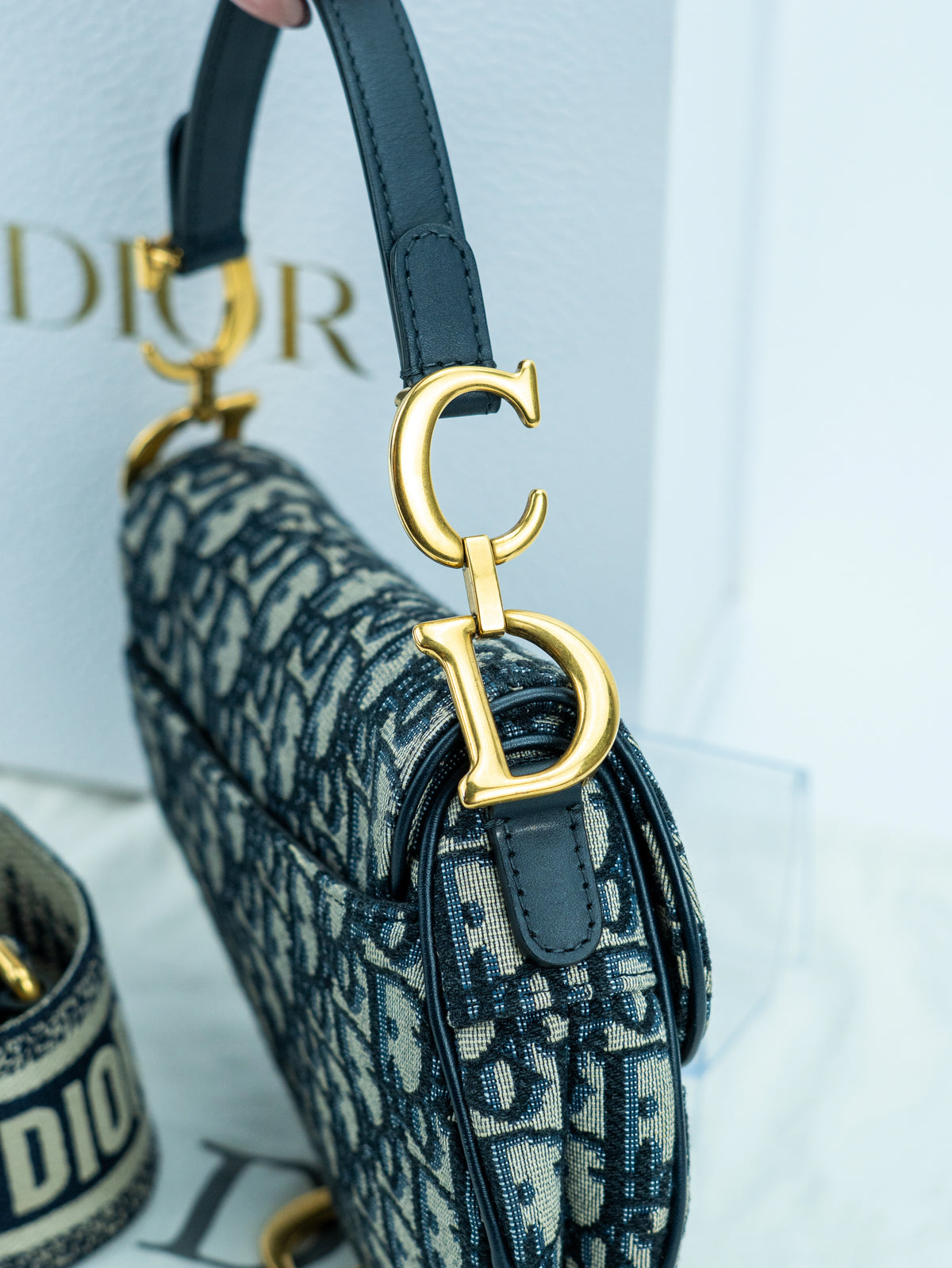 Dior mini Saddle oblique blu