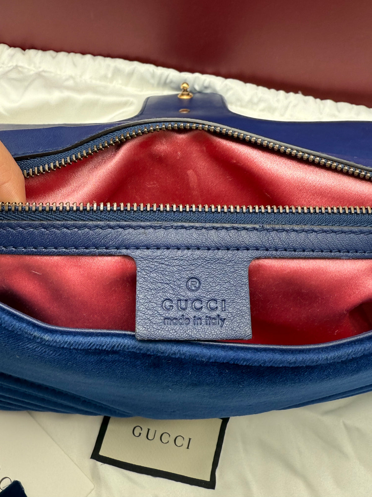 Gucci marmont GG grande in velluto blu - foto 3