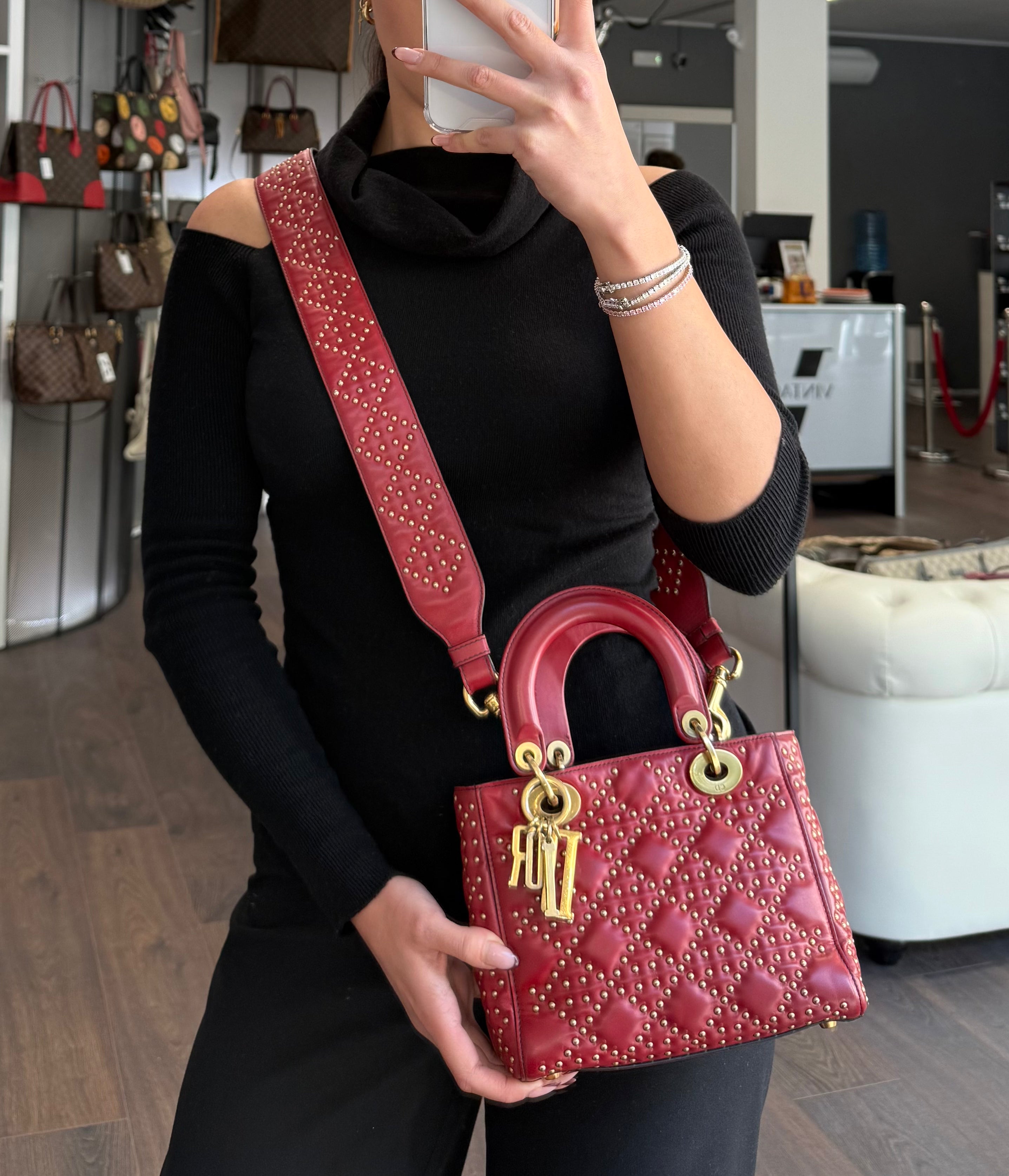 Dior Lady in pelle rossa