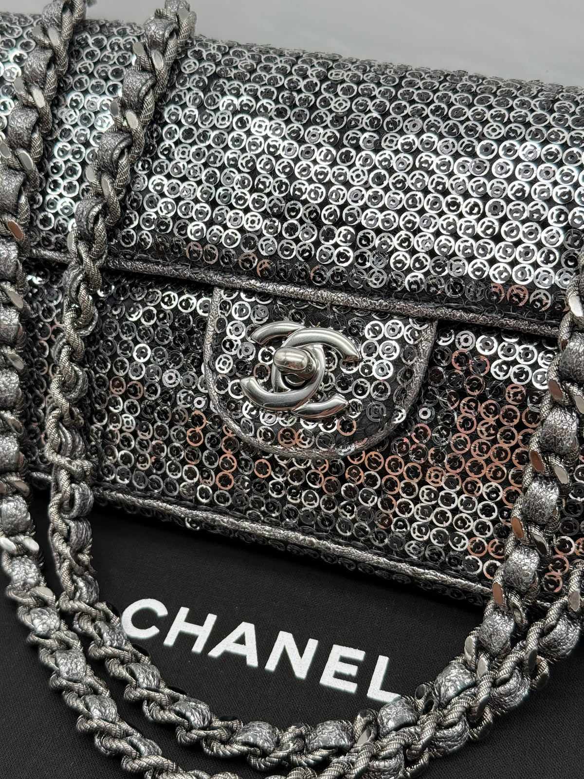 Chanel Sequin paillettes argento - foto 6