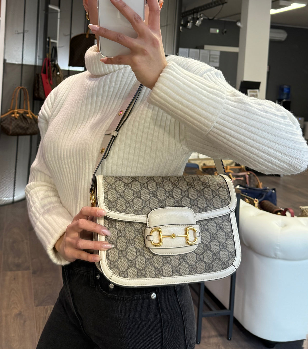 Gucci horsebit media bianca - foto 3