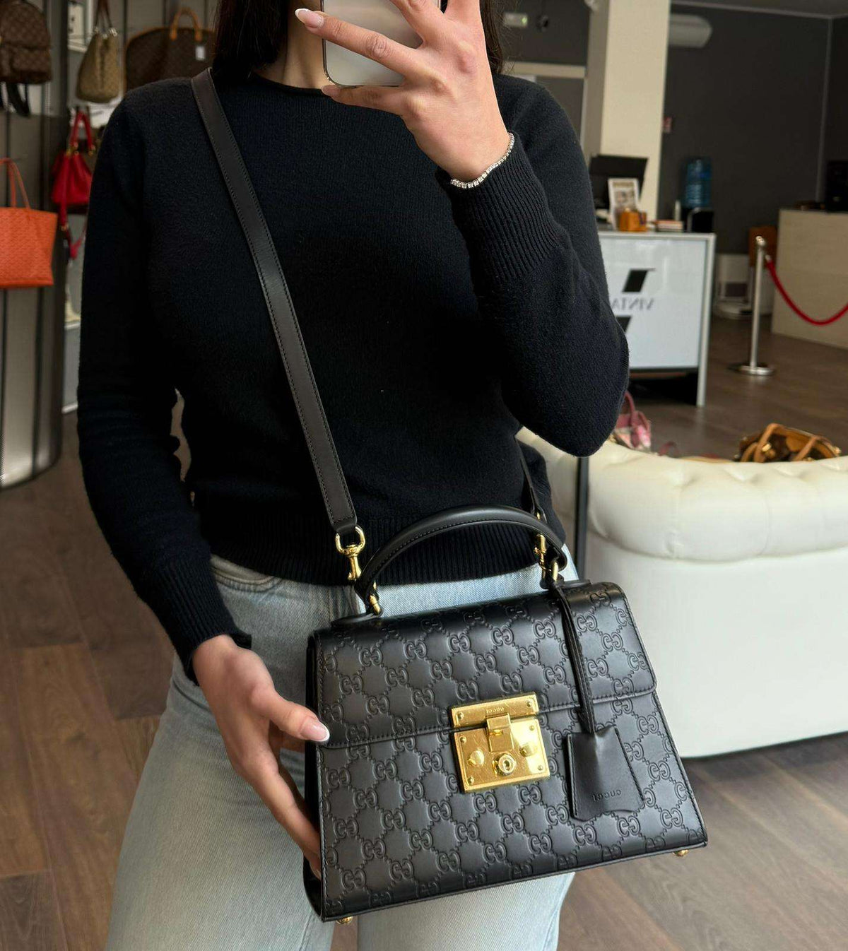 Gucci padlock nera a tracolla - foto 3