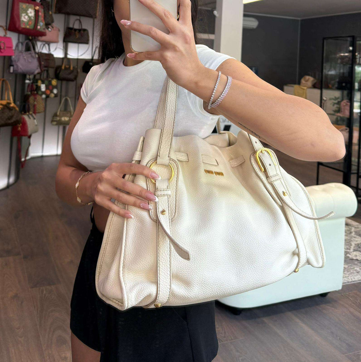 Miu Miu tote in pelle bianca - foto 3