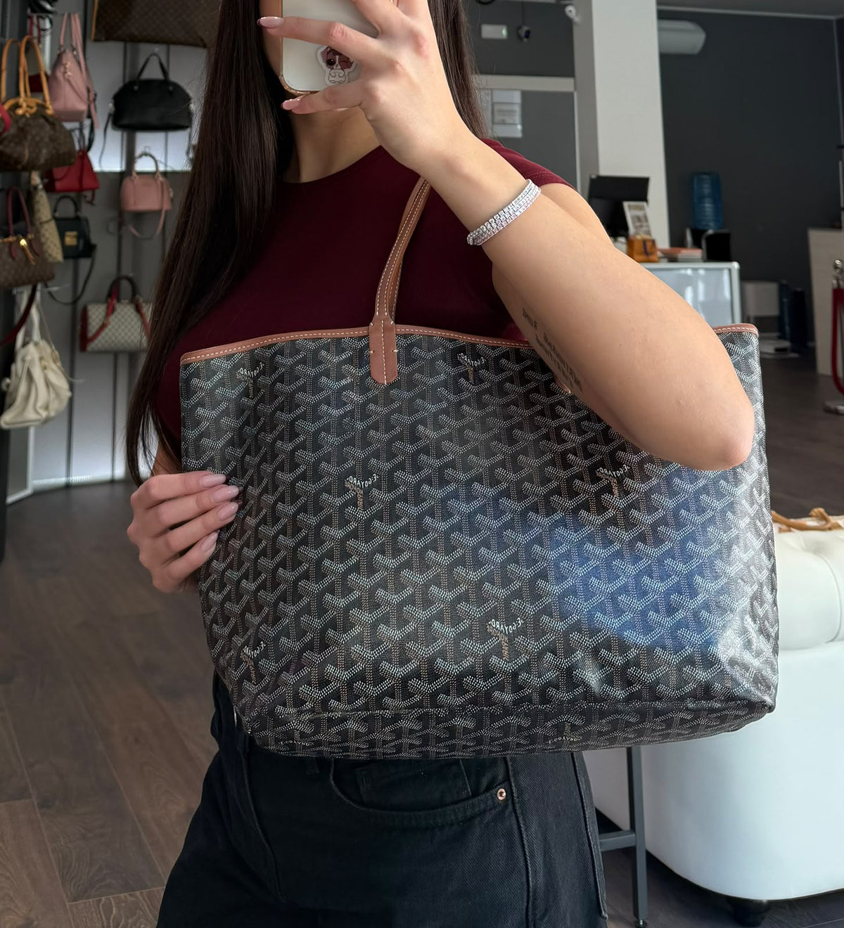 Goyard Saint Louis PM nera e marrone