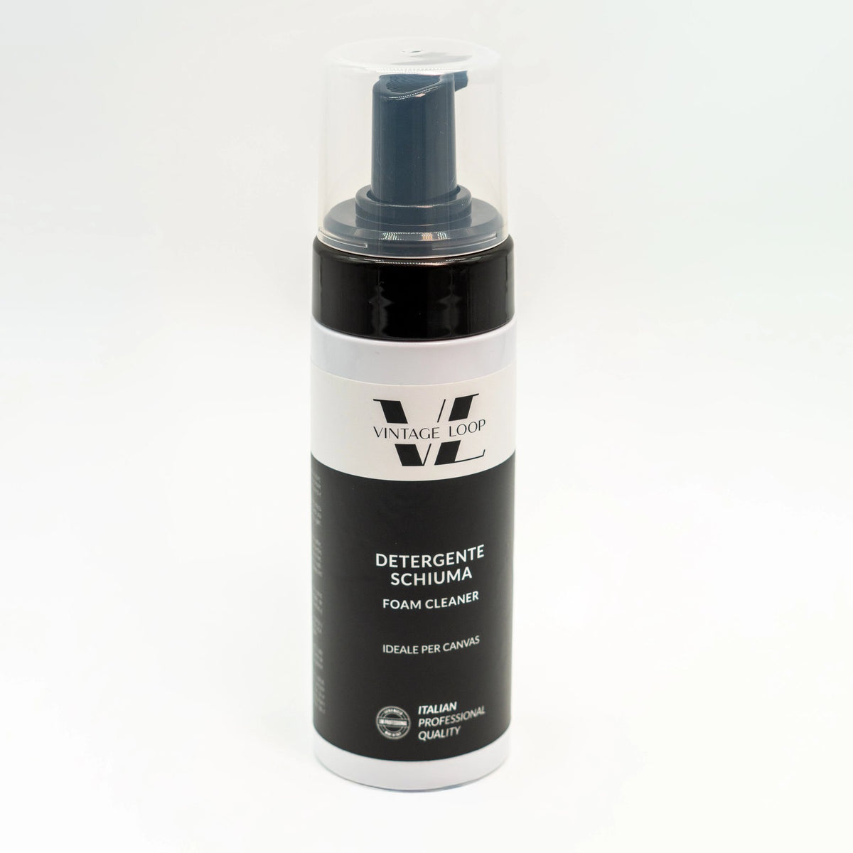 Schiuma detergente per canvas Vintage Loop, flacone con erogatore visto di fronte