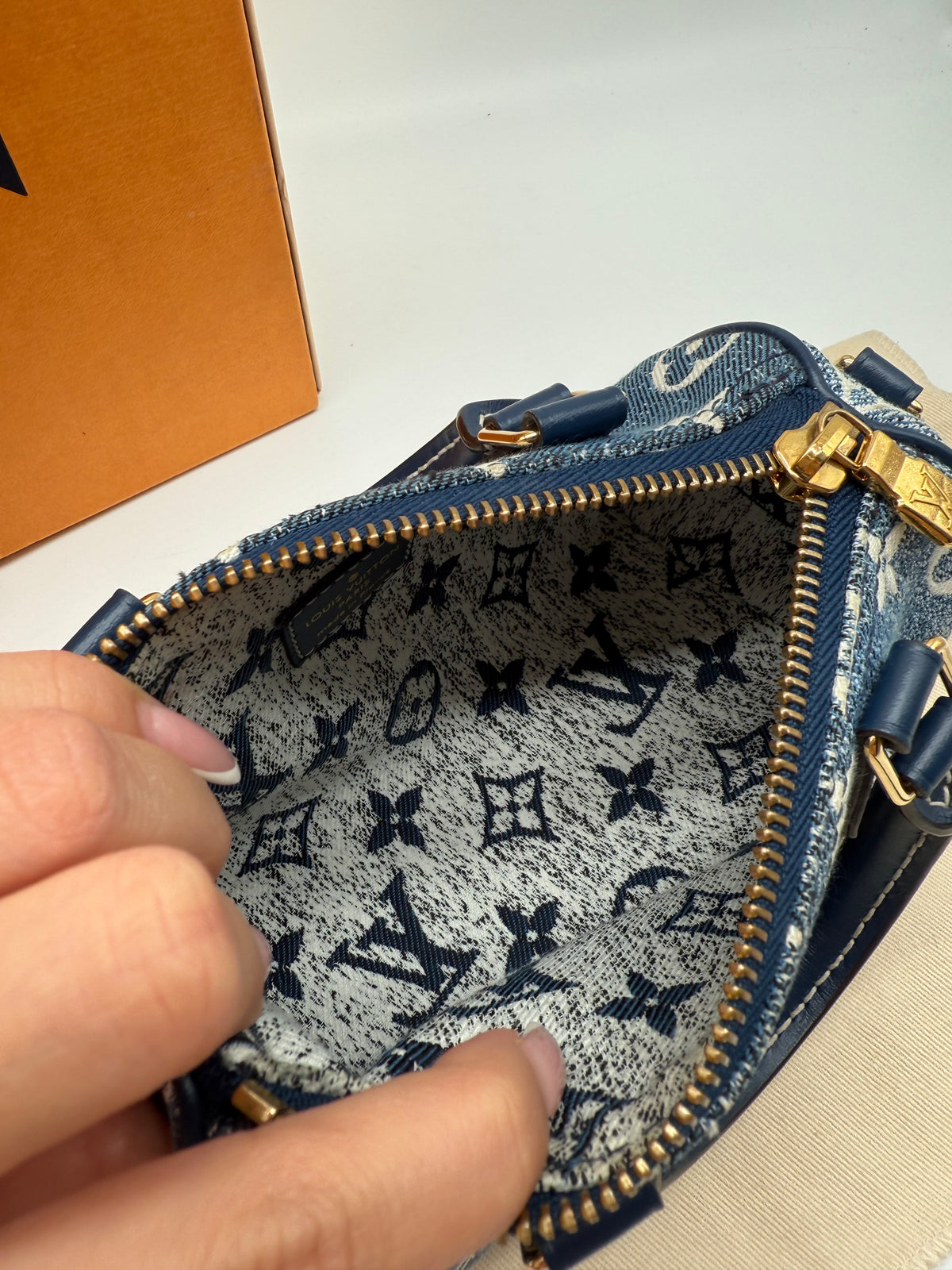 Louis Vuitton nano Speedy denim