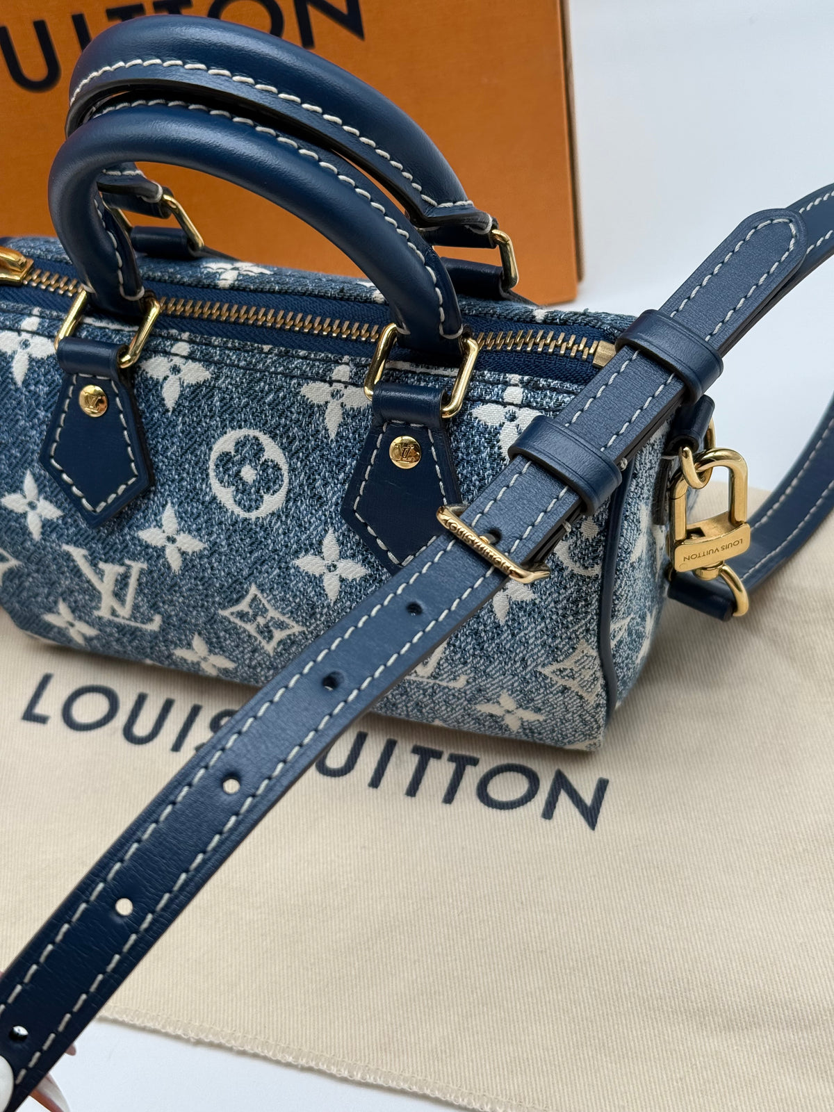 Louis Vuitton nano Speedy denim