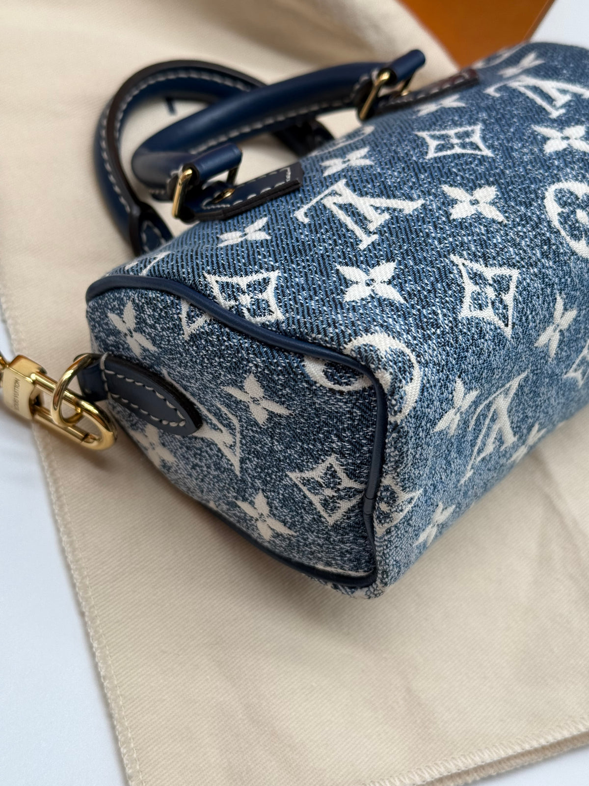 Louis Vuitton nano Speedy denim
