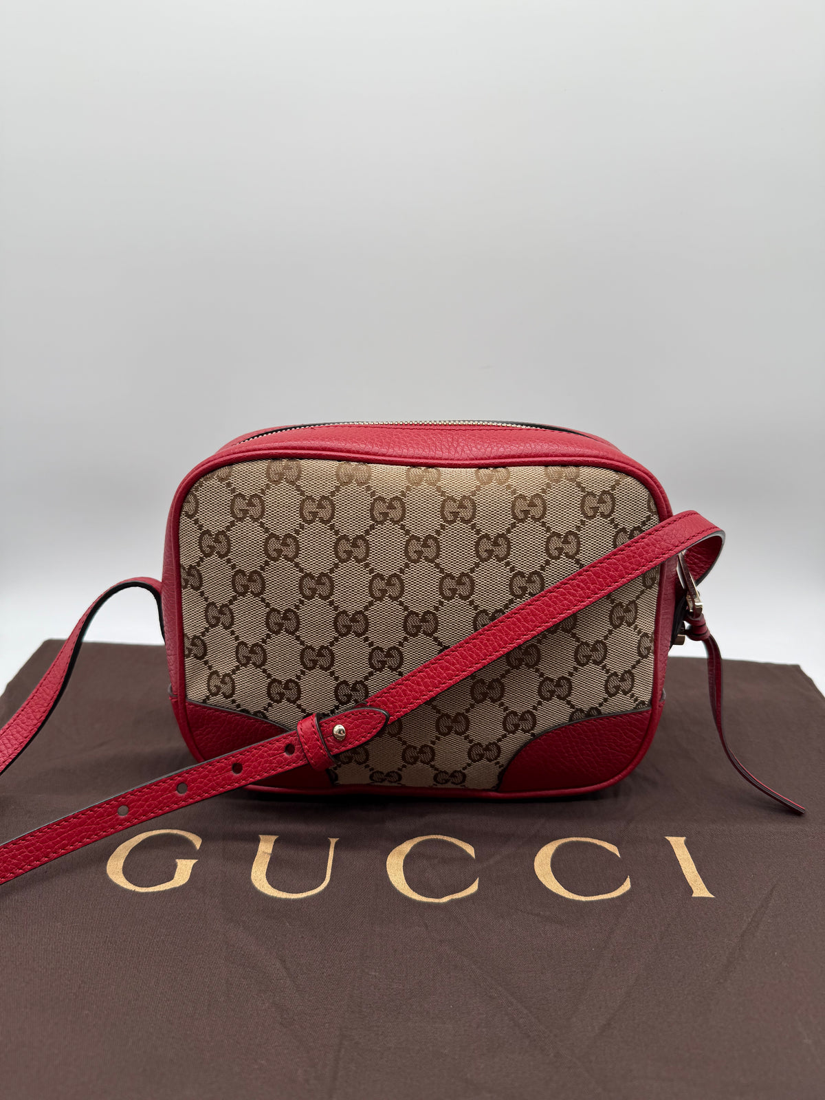 Gucci tracolla Bree pelle rossa e tela GG