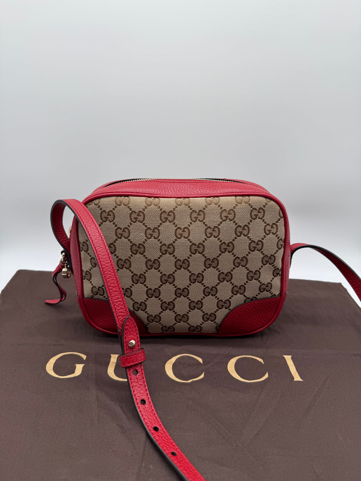 Gucci tracolla Bree pelle rossa e tela GG