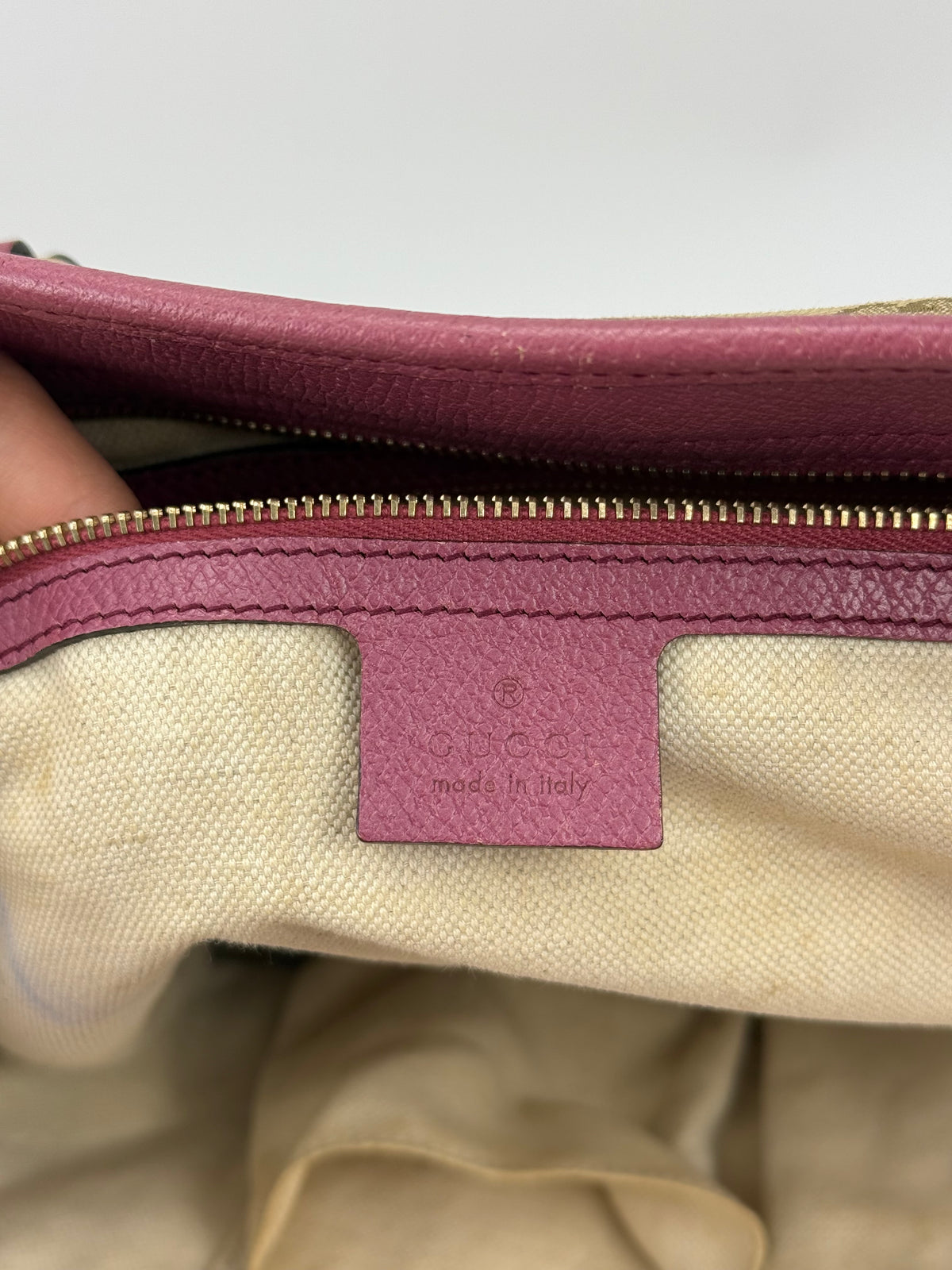 Gucci tote Bree tela GG e pelle viola