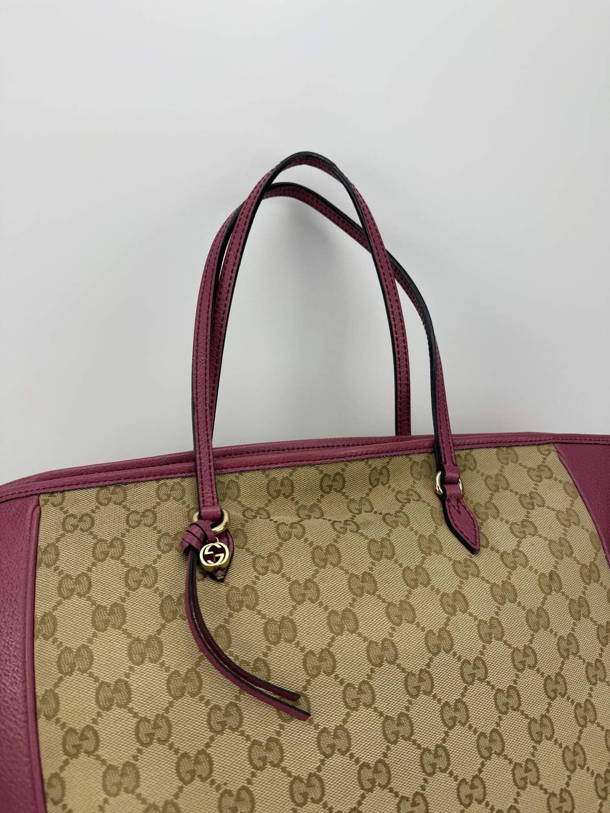 Gucci tote Bree tela GG e pelle viola