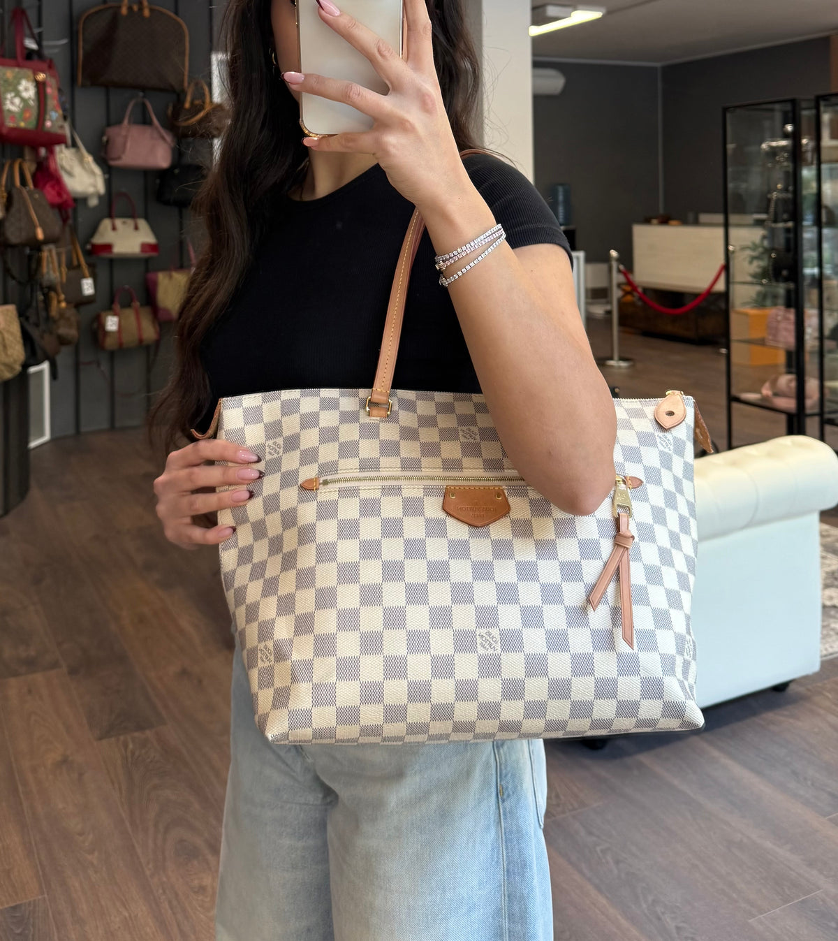 Louis Vuitton borsa Iéna damier azur