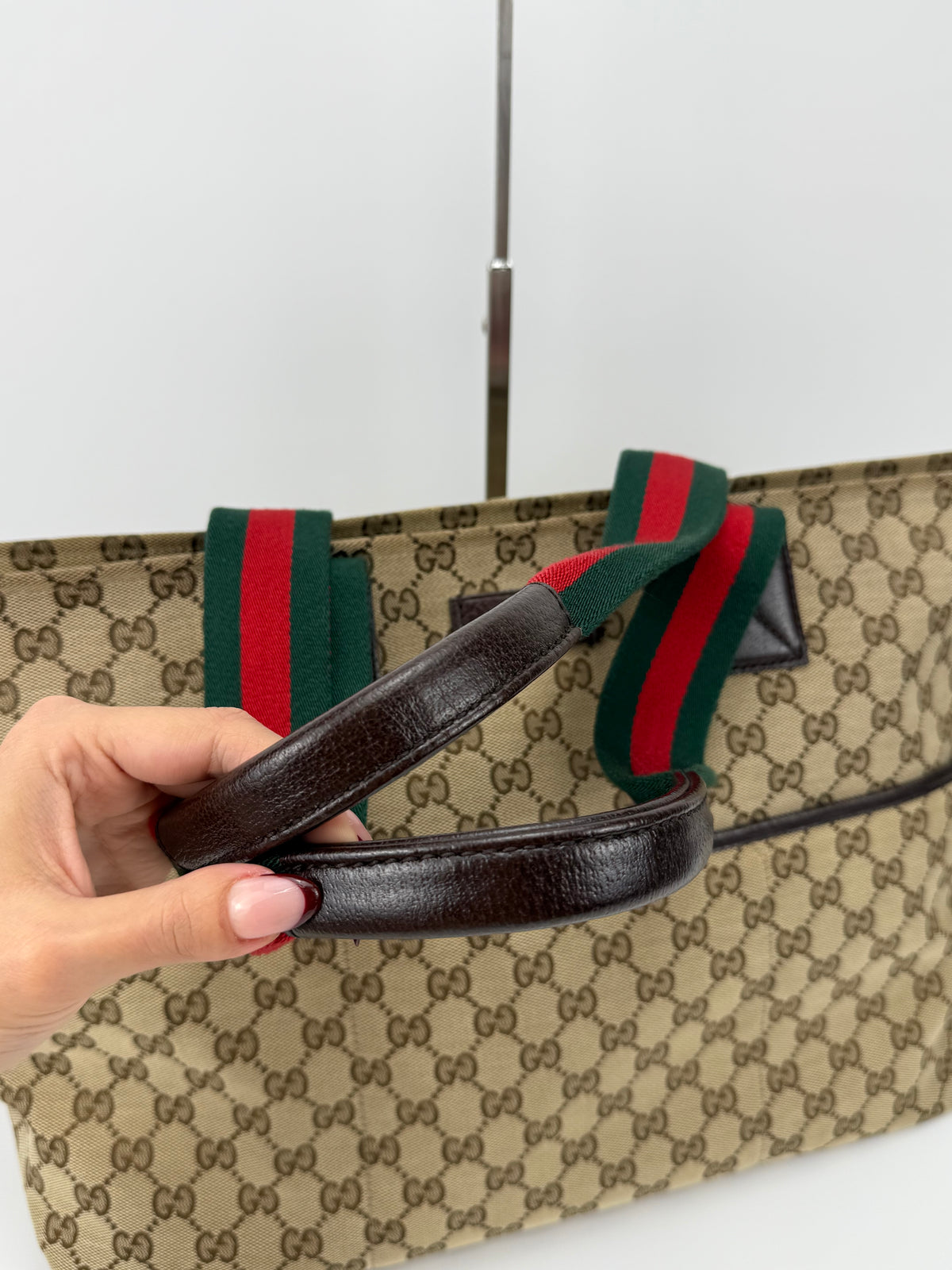 Gucci tote bag in tela GG e fascia web