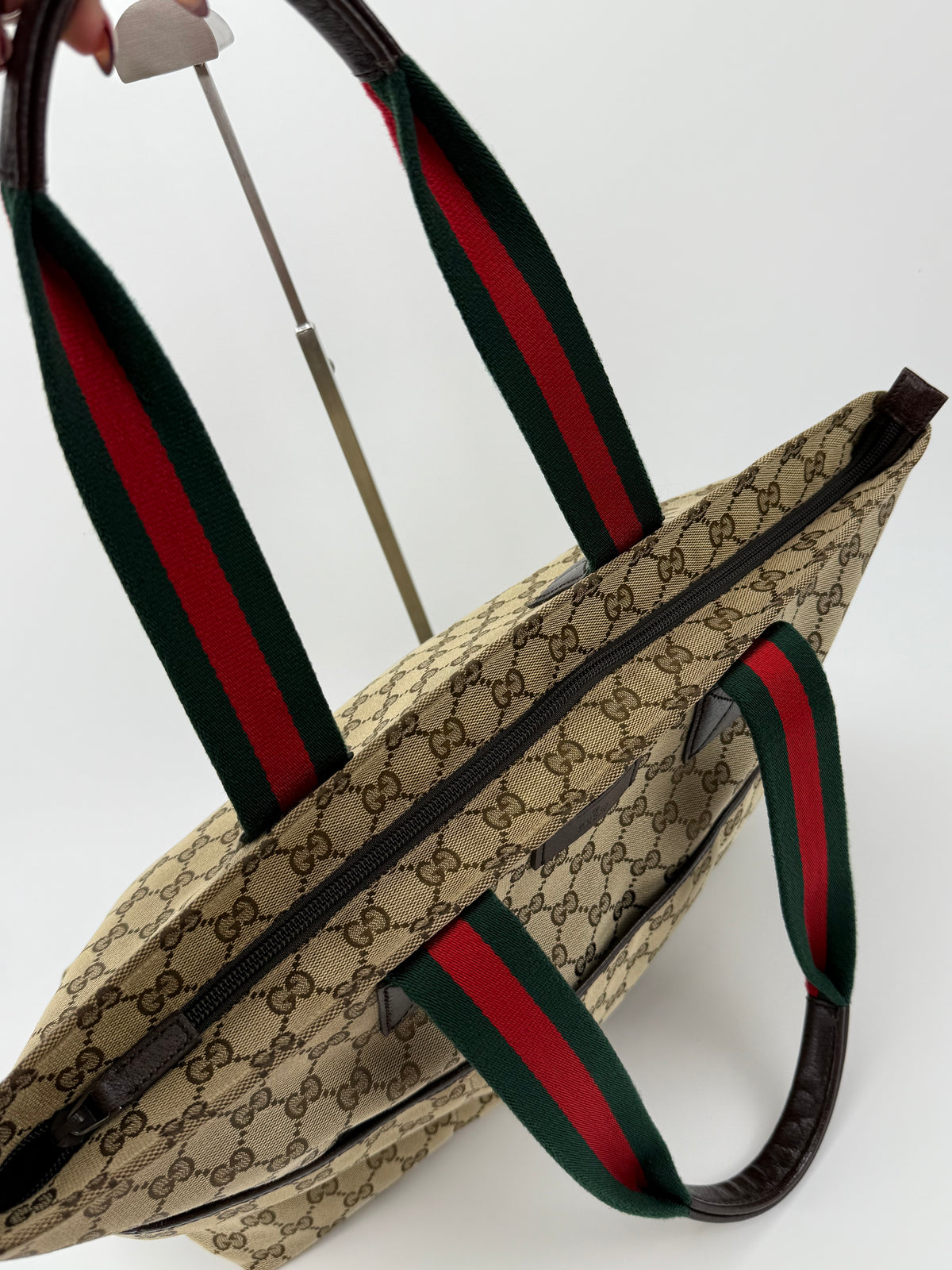 Gucci tote bag in tela GG e fascia web