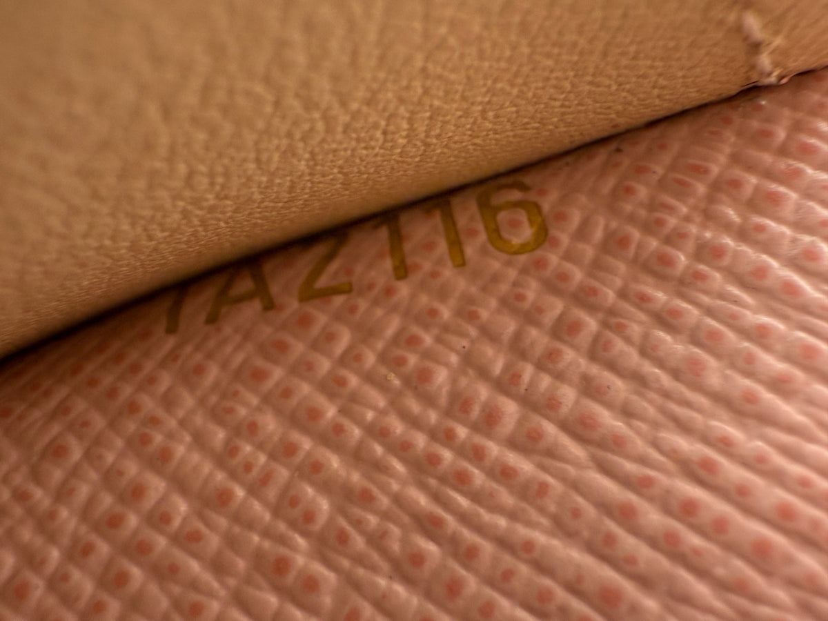 Louis Vuitton portafoglio Emilie damier azur e pelle rosa