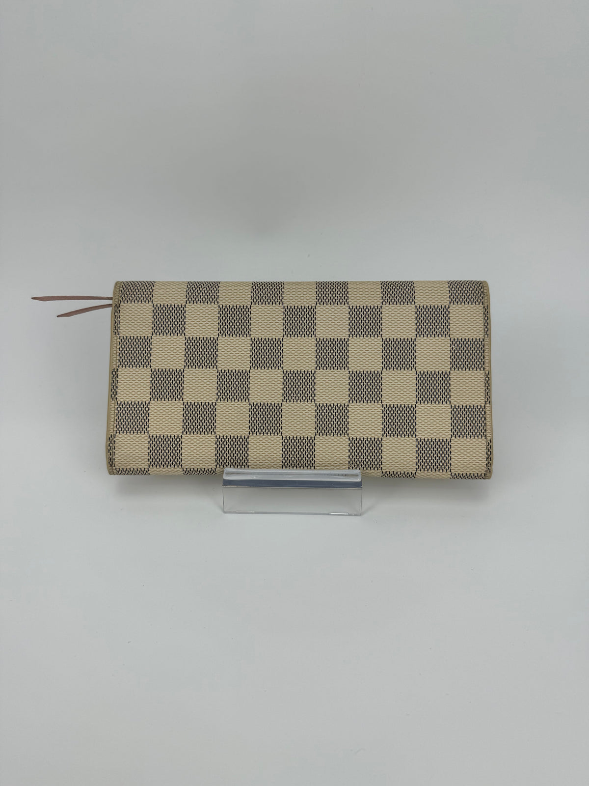 Louis Vuitton portafoglio Emilie damier azur e pelle rosa